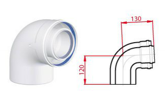 COUDES 90°80/125 ALU-GALVA GAZ