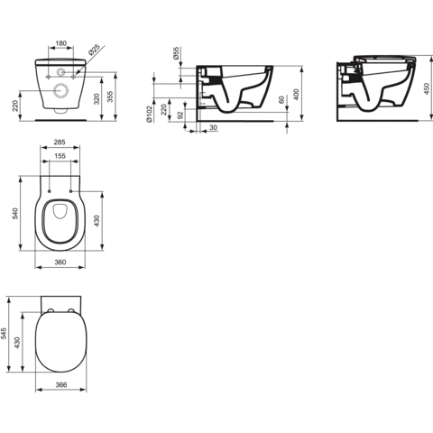 Cuvette suspendue Space Connect 48 x 36 cm (E8018) 